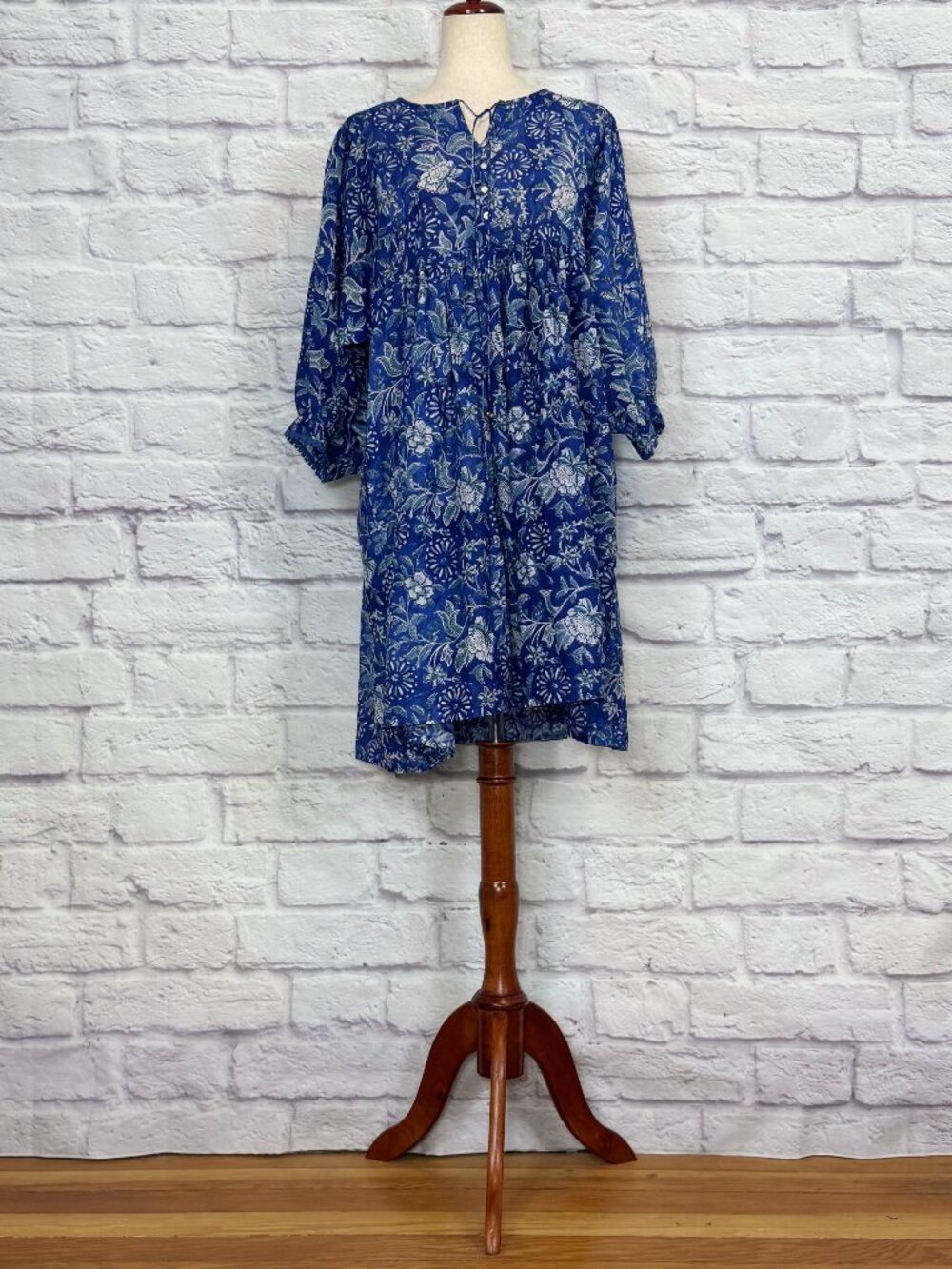 River Goddess Hawa Short Dress in Aqua Indian Rose